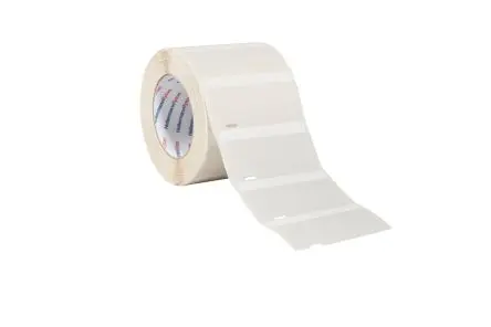 Produktfoto 1 von HellermannTyton Kabeletiketten B. 12.7 mm für Thermodrucker 5000 Per Pack auf Klar, Weiß 36.5 mm Vinyl