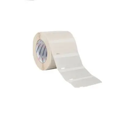Produktfoto 1 von HellermannTyton Kabeletiketten B. 19.05 mm für Thermodrucker 5000 Per Pack auf Klar, Weiß 44.5 mm Vinyl