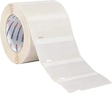 Produktfoto 1 von HellermannTyton Kabeletiketten B. 25.4 mm für Thermodrucker 5000 Per Pack auf Weiß, Klar 19.5 mm Vinyl