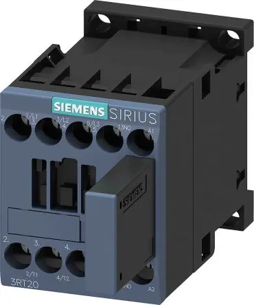 Produktfoto 1 von Siemens 3RT2 Schütz 24V dc-Spule, 3-polig, 690V / 7 A 24V dc 3 kW 1 Schließer Motorsteuerung, Umkehrend 1-Hilfskontakte
