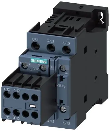 Produktfoto 1 von Siemens 3RT2 Schütz 220V dc-Spule, 3-polig, 690V / 12 A 220V dc 5.5 kW 2 Schließer/2 Öffner Motorsteuerung, Umkehrend