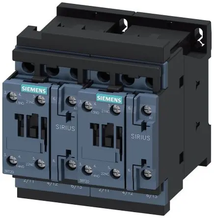 Produktfoto 1 von Siemens 3RA23 Wendeschütz 24V ac-Spule, 3-polig, 690V / 25 A 24V ac 11 kW 3 Schließer Motorsteuerung, Umkehrend