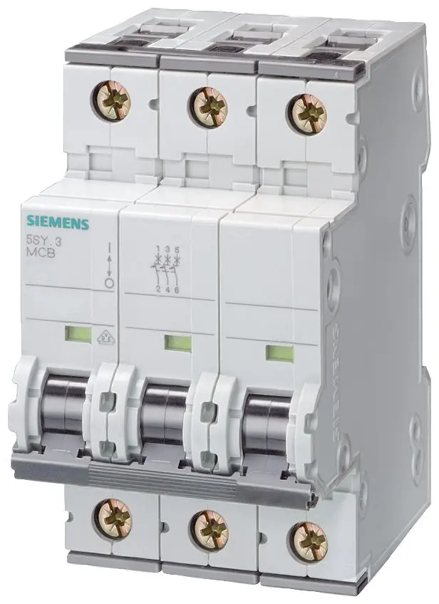 Produktfoto 1 von Siemens 5SY4 Miniaturüberlastschalter Typ B, Pol 3-polig 80 A 400 V ac, Abschaltvermögen 10 kA SENTRON