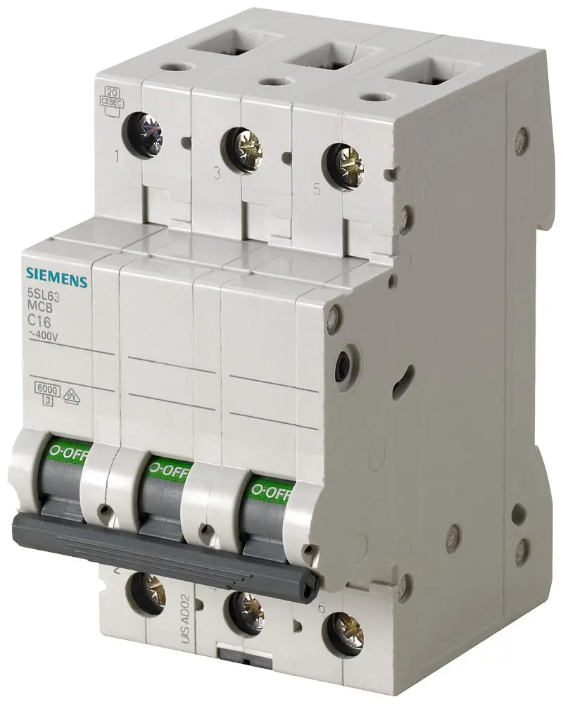 Produktfoto 1 von Siemens 5SL6 Miniaturüberlastschalter Typ B, Pol 1-polig 6 A 400 V ac, Abschaltvermögen 6 kA SENTRON 72 V dc