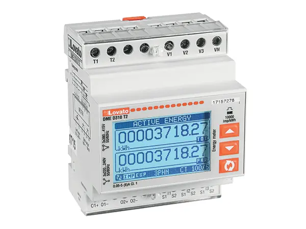 Produktfoto 1 von Lovato DMED Energiemessgerät LCD 104.7 mm x 71.6 mm 3-phasig / 3-phasig 2 Ausg. 4 Eing. Impulsausgang