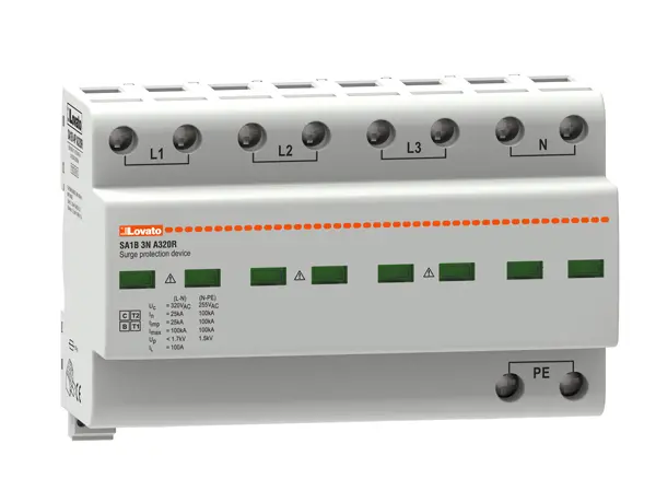 Produktfoto 1 von Lovato, Überspannungsschutz, 3-phasig, 1.5 kV 100 kA DIN-Hutschiene SA1B SA1B3