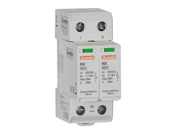 Produktfoto 1 von Lovato, Überspannungsschutz, 2-phasig, 1.5 kV 50 kA DIN-Hutschiene SG2 SG22