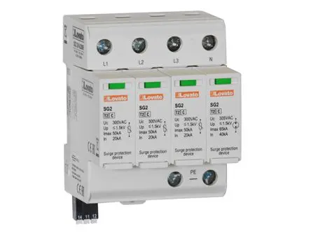 Produktfoto 1 von Lovato, Überspannungsschutz, 3-phasig, 1.5 kV 65 kA DIN-Hutschiene SG2 SG23