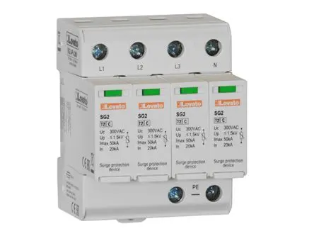 Produktfoto 1 von Lovato, Überspannungsschutz, 4-phasig, 1.5 kV 50 kA DIN-Hutschiene SG2 SG24