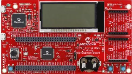 Produktfoto 1 von Microchip PIC24F LCD und USB Curiosity MCU, Entwicklungsboard Entwicklungstool Microcontroller 16-Bit-MCU PIC24F