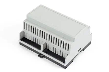 Produktfoto 1 von Hammond DIN-Schienengehäuse, Geh.Mat. Polycarbonat 58 mm, Gehäuse 90 mm, Grau, DIN-Hutschiene 70mm, Serie 1597DIN
