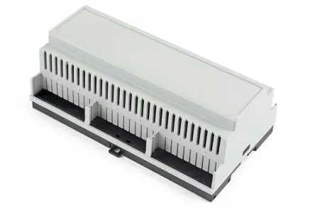 Produktfoto 1 von Hammond DIN-Schienengehäuse, Geh.Mat. Polycarbonat 3.53 Zoll, Gehäuse 90 mm, Grau, DIN-Hutschiene 1.9Zoll, Serie 1597DIN