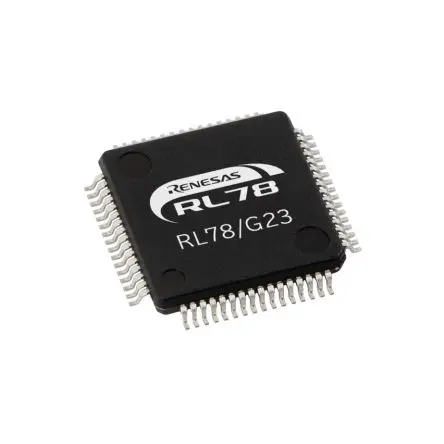 Produktfoto 1 von Renesas Electronics Mikrocontroller RL78/G2 RL78 16 bit Oberfläche 128kB Flash LFQFP 64-Pin 32 MHz 48 kB RAM