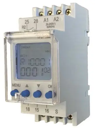 Tempatron TFDR Zeitrelais, DIN-Hutschiene 24 to 240 V ac 24V ac, 240 V ac, 0 to 9999 s, 0 to 9999 min, 2 Kont.
