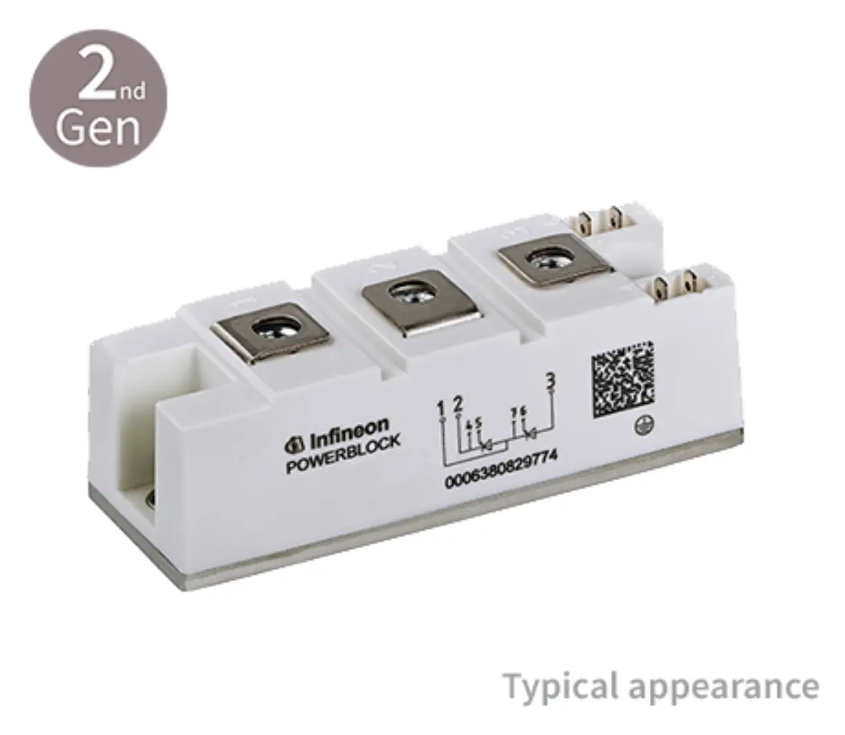 Produktfoto 1 von Infineon Thyristormodul 240 A 1600 V, Gate-Trigger 145 mA 5200 A 1.52 V 7-Pin