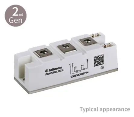Produktfoto 1 von Infineon Thyristormodul 240 A 1600 V, Gate-Trigger 145 mA 5200 A 1.52 V 7-Pin
