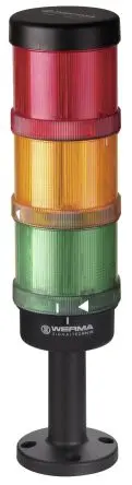 Produktfoto 1 von Werma KombiSIGN 72 LED Signalturm Keine Summer-Komponente 3-stufig Linse Grün, Gelb, Rot 24V Dauer, Blinkend Basis 212