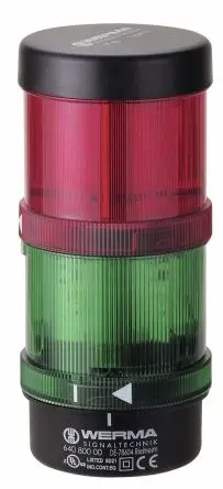 Produktfoto 1 von Werma KombiSIGN 71 LED Signalturm Keine Summer-Komponente 2-stufig Linse Grün, Rot 24V Dauer Basis, Wand 155 mm