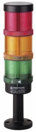Produktfoto 1 von Werma KombiSIGN 71 LED Signalturm Keine Summer-Komponente 3-stufig Linse Gelb, Rot, Grün 24V Blinkend Rohr 299 mm