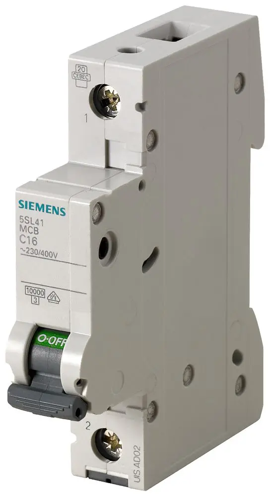 Produktfoto 1 von Siemens 5SL4 Miniaturüberlastschalter Typ B, Pol 2-polig 2 A 400 V ac, Abschaltvermögen 10 kA SENTRON 72 V dc