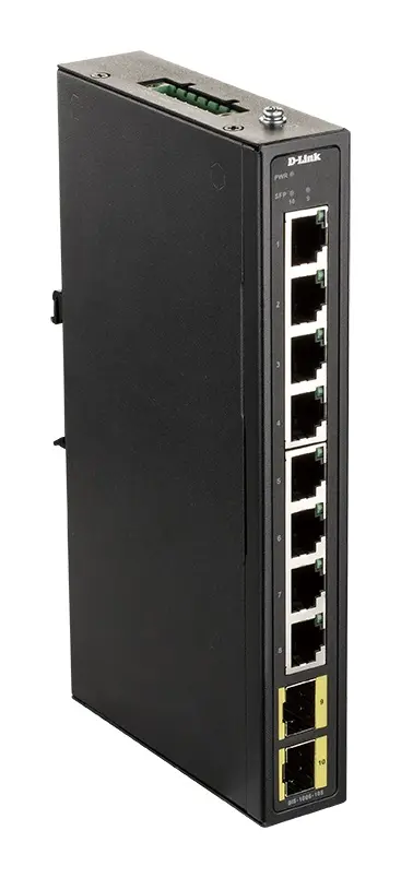D-Link unverwalteter Industrie-Gigabit-Switch mit 10 Anschlüssen und SFP-Ports Schalter DIN-Schienenmontage 10-Port