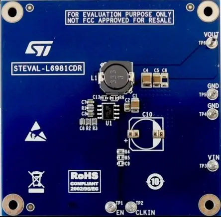Produktfoto 1 von STMicroelectronics L6981 Evaluierungsplatine Abwärtswandler, STEVAL-L6981CDR Abwärtsregler, für Akkuwerkzeug