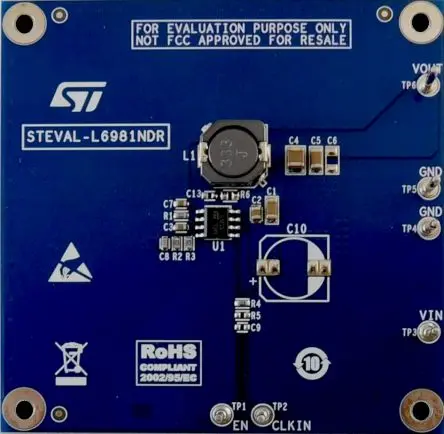 Produktfoto 1 von STMicroelectronics L6981 Evaluierungsplatine Abwärtswandler, 1,5 A synchroner Abwärts-Schaltregler Abwärtsregler, für