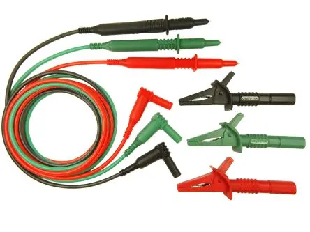 Produktfoto 1 von RS PRO Messleitung und Steckverbinderkit, 1 Grüne Kabelbaugruppe, 1 roter verlängerter Push-Fit-Krokodilklemmen, 1 rote