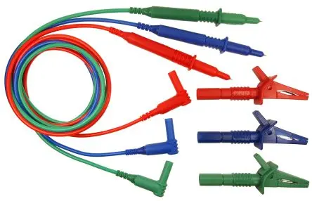 Produktfoto 1 von RS PRO Messleitung und Steckverbinderkit, 1 grüner verlängerter Push-Fit-Krokodilklemme, 1 blauer CAT