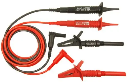 Produktfoto 1 von RS PRO Messleitung und Steckverbinderkit, 1 schwarze Kabelbaugruppe, 1 rote Kabelbaugruppe, 1 schwarze Krokodilklemme
