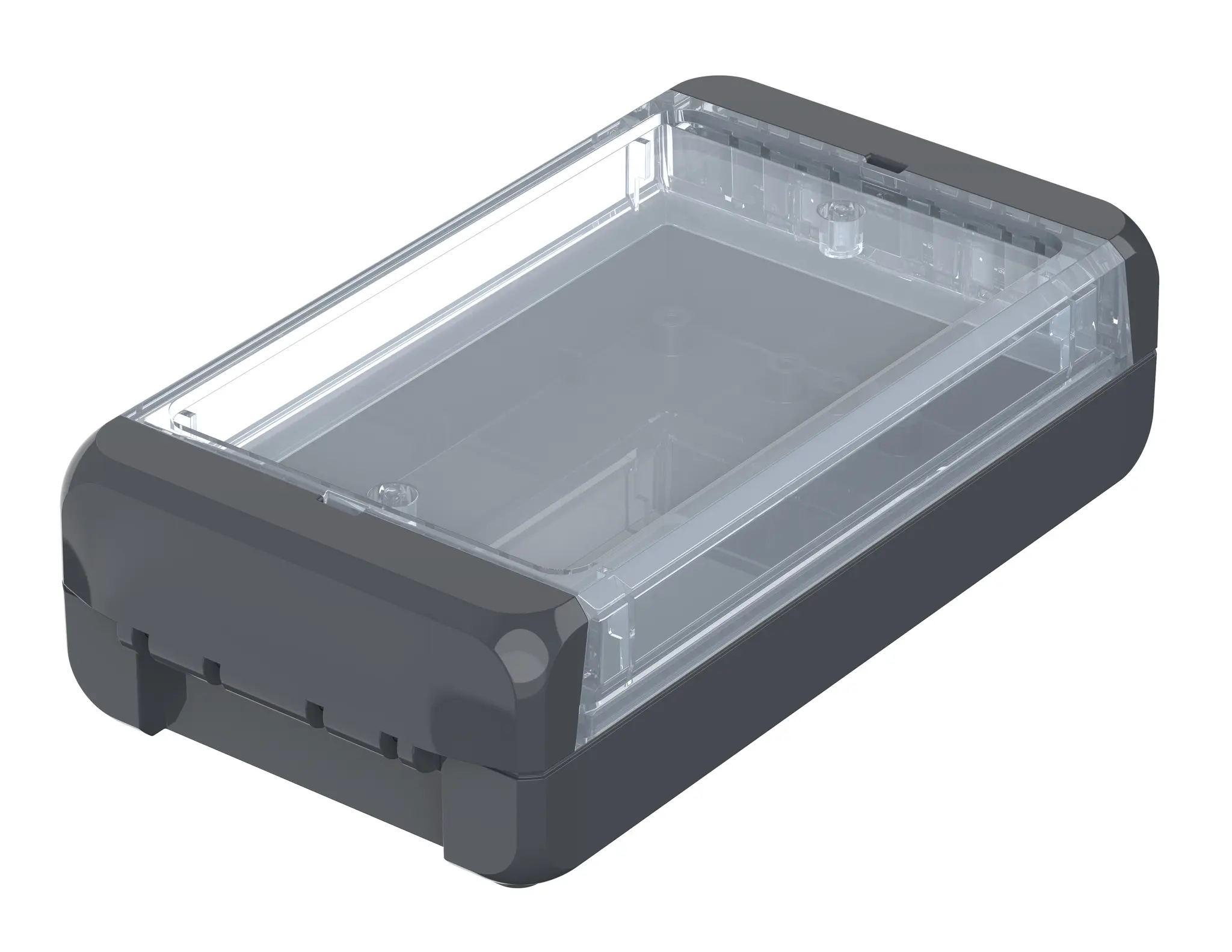 Produktfoto 1 von Bopla Bocube; Universalgehäuse; Polycarbonat; Graphitgrau, Grau Geflanscht IP66, IP68 Breite 80 mm Höhe 40 mm Länge 151