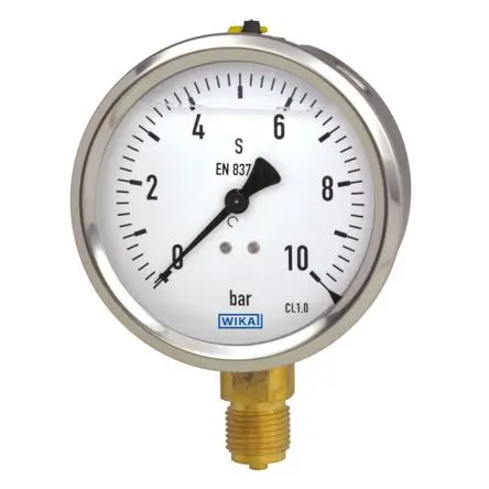 WIKA MNPT 213.53.0XX Manometer 63 mm -1 bar → 1.5 bar Edelstahl Gehäuse G 1/4