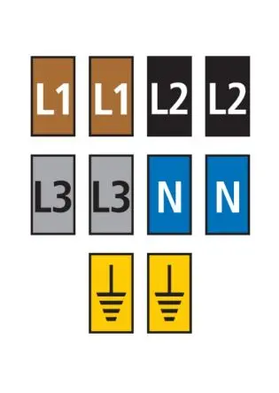 Produktfoto 1 von HellermannTyton WIC Kabelmarkierer-Clips Schnappend, Beschriftung: Earth Symbol, L1, L2, L3, N, Farbsortiment, Ø 2.8mm