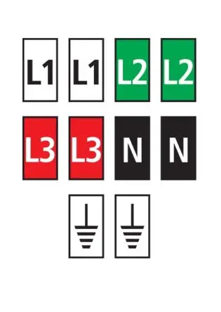 Produktfoto 1 von HellermannTyton WIC Kabelmarkierer-Clips Schnappbefestigung, Beschriftung: Erdungssymbol, L1, L2, L3, N Mehrfarbig, Ø