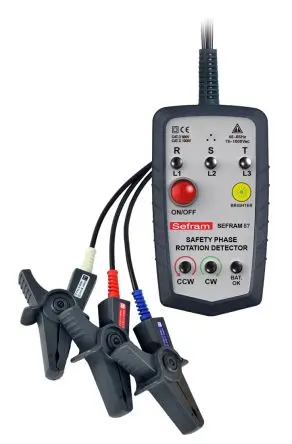Produktfoto 1 von Sefram 87, LED Drehfeldrichtungsanzeiger 45 Hz, 1000V mit Krokodilklemme