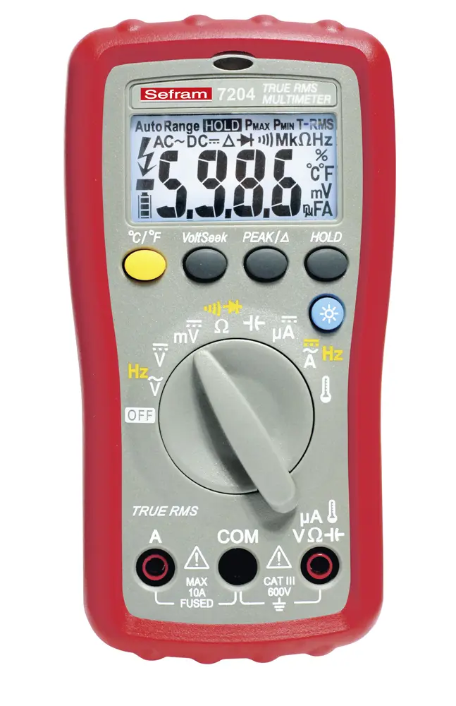 Produktfoto 1 von Sefram 7204 720X Tragbar Digital Multimeter Echteffektivwert, CAT III 600 V / 10 A 10 A, 40 mΩ