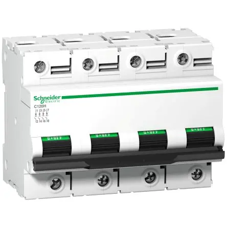 Produktfoto 1 von Schneider Electric Acti9 C120 Miniaturüberlastschalter Typ B, Pol 4-polig 100A, Abschaltvermögen 15000 A Acti9 500 V dc