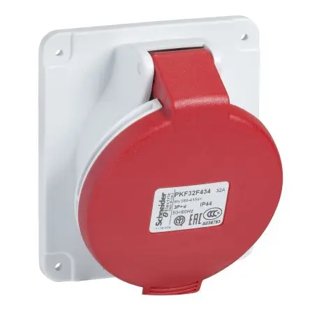 Produktfoto 1 von Schneider Electric Mureva Buchse Grau, 415V 3P+N+PE / 32A, Panel IP44