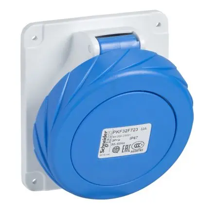 Produktfoto 1 von Schneider Electric Mureva Buchse Grau, 250V 2P+PE / 32A, Panel IP67