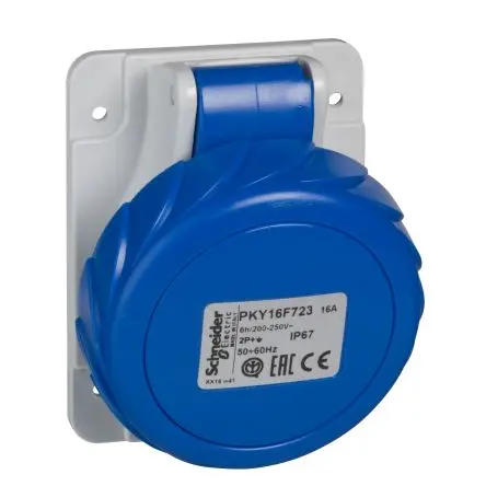 Produktfoto 1 von Schneider Electric Mureva Gehäusestecker Grau, 250V 2P+PE / 32A, Panel IP44