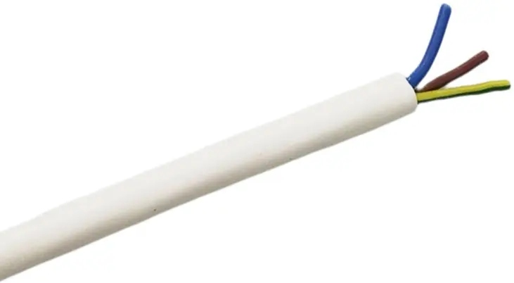 Produktfoto 1 von RS PRO Netzkabel, 3-adrig Weiß /Ø 9.2 mm Außen-ø , 25 m 200 °C, 450V, Silikongummi