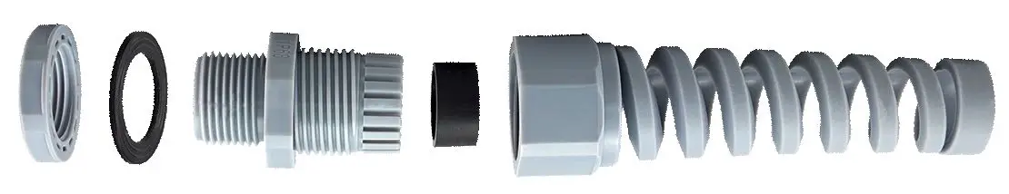 RS PRO KSS PG THREAD (DIN STANDARD) (Strain Relief type) Kabelverschraubung, PG21 Nylon 6.6 Grau 13 mm/ 18 mm, IP68