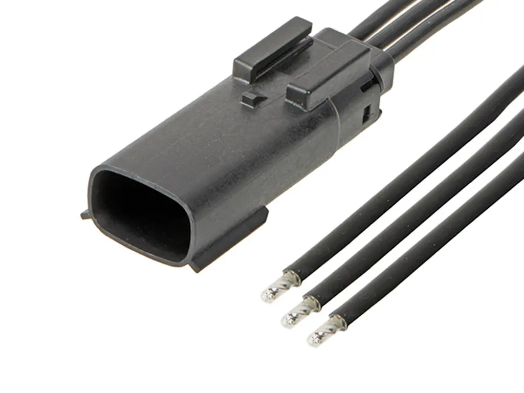 Produktfoto 1 von Molex  Automotive, Kfz-Steckverbinder, Kabelgarnitur, Stecker, 3-polig, Schwarz / 1-reihig, 22A, Ø2.7mm