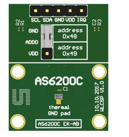 Produktfoto 1 von ams OSRAM AS6200C-WL EK AB AS6200C, Evaluierungsplatine Entwicklungstool Sensor, Temperatursensor für AS6200C-WL_EK_AB