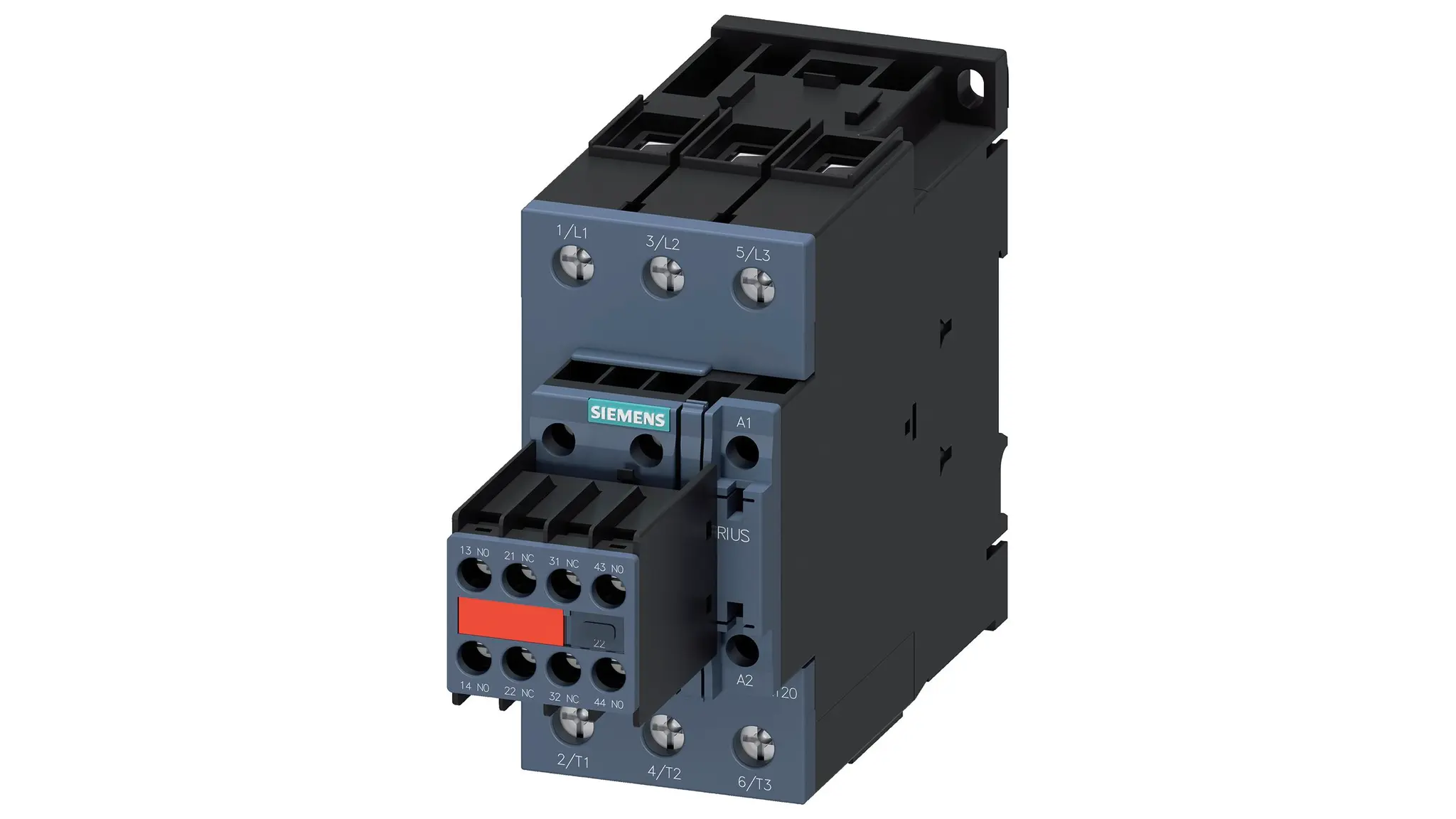 Produktfoto 1 von Siemens 3RT2 Schütz 24 V ac-Spule, 3-polig, 690V / 51 A 24 V 22 kW 2 Schließer/2 Öffner Umkehrend 4-Hilfskontakte