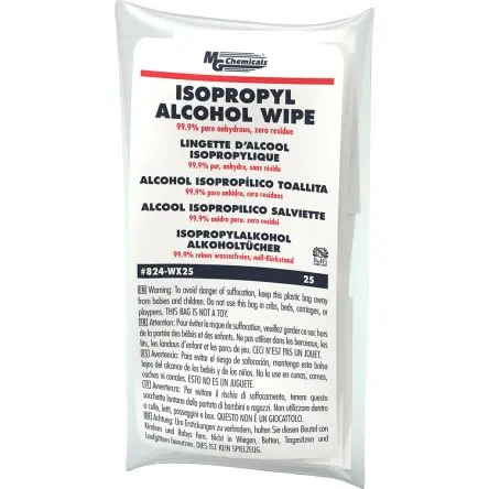Produktfoto 1 von MG Chemicals 824-W Feucht Isopropanol, Klar Packung, 25 pro Paket Tücher pro Packung