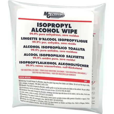Produktfoto 1 von MG Chemicals 824-W Feucht Isopropanol, Klar Packung, 50 pro Paket Tücher pro Packung