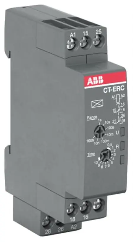 Produktfoto 1 von ABB CT-C Zeitrelais, DIN-Schienen, Snap-On, 0.05 s - 100h, 24 → 240V ac, 2 Kont. Einfach, 1-poliger Wechsler