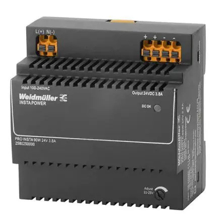 Produktfoto 1 von Weidmüller PRO INSTA DIN-Schienen Netzteil DIN-Hutschiene 370 V dc, 264V ac Wechselstrom/Gleichstrom / 3.8 A 24V dc DC
