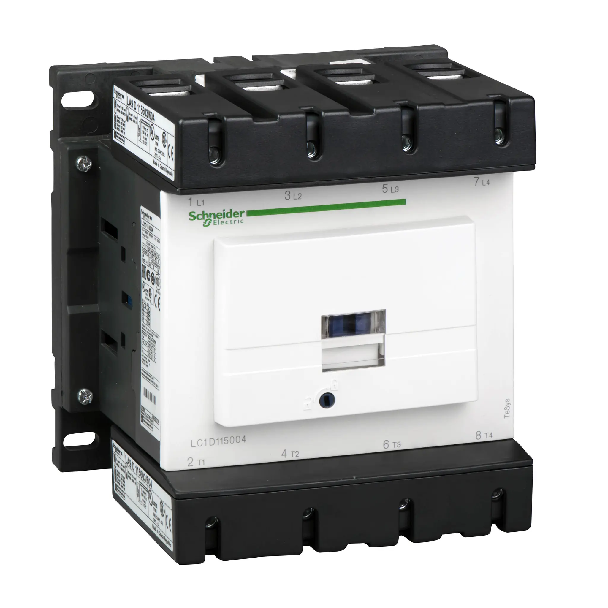 Produktfoto 1 von Schneider Electric TeSys D Schütz 24 V dc-Spule, 4-polig, 1000V / 200 A 24 V dc 24 W 4 Schließer Umkehrend